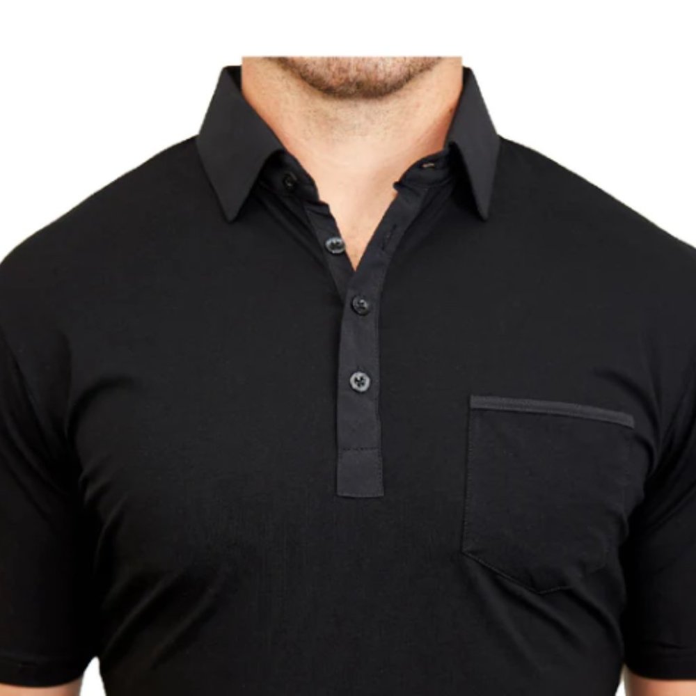 Mens XL State & Liberty Black on Black Polo